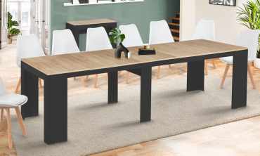 Console-table à manger extensible Nora bois et noir 300cm