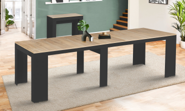 Console-table à manger extensible Nora bois et noir 300cm