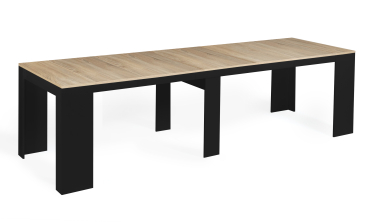 Console-table à manger extensible Nora bois et noir 300cm