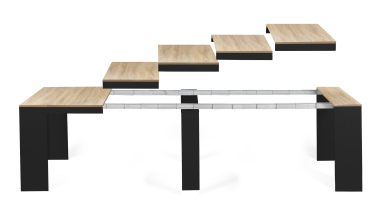 Console-table à manger extensible Nora bois et noir 300cm