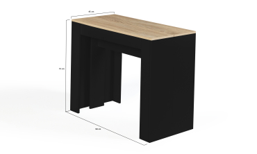Console-table à manger extensible Nora bois et noir 300cm