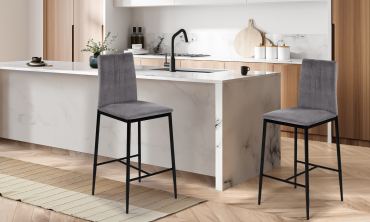 Tabourets de bar Jade velours gris foncé - lot de 2