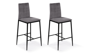 Tabourets de bar Jade velours gris foncé - lot de 2