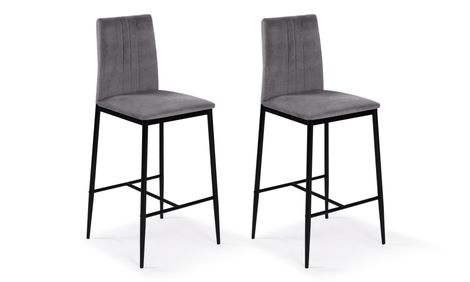 Tabourets de bar Jade velours gris foncé - lot de 2