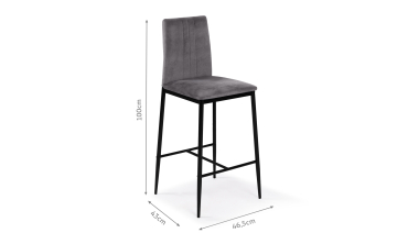 Tabourets de bar Jade velours gris foncé - lot de 2