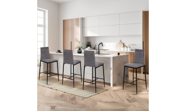 Tabourets de bar Jade velours gris foncé - lot de 4