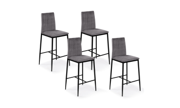 Tabourets de bar Jade velours gris foncé - lot de 4