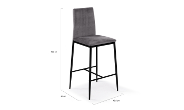 Tabourets de bar Jade velours gris foncé - lot de 4