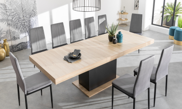 Table à manger extensible Tania bois et noir 200-250cm