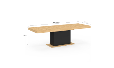 Table à manger extensible Tania bois et noir 200-250cm