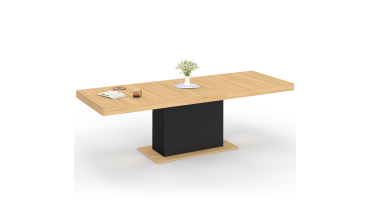Table à manger extensible Tania bois et noir 200-250cm