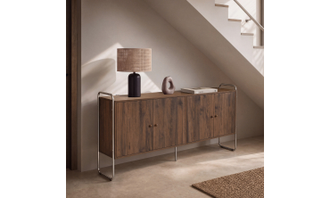 Buffet Rosalina effet noyer et chrome 160cm