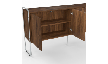 Buffet Rosalina effet noyer et chrome 160cm
