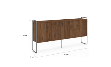 Buffet Rosalina effet noyer et chrome 160cm