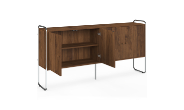 Buffet Rosalina effet noyer et chrome 160cm