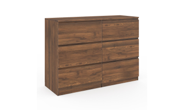 Commode Tom 6 tiroirs effet bois noyer