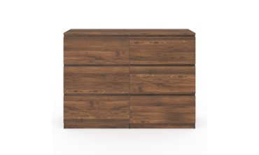 Commode Tom 6 tiroirs effet bois noyer