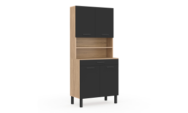 Meuble cuisine Divino noir et bois 80x177cm