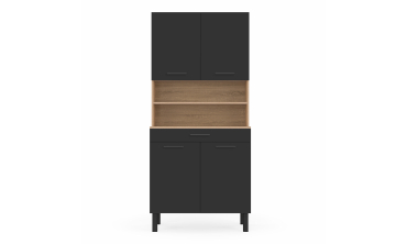 Meuble cuisine Divino noir et bois 80x177cm