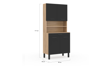 Meuble cuisine Divino noir et bois 80x177cm