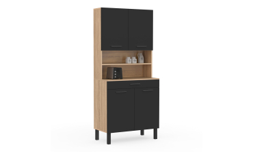 Meuble cuisine Divino noir et bois 80x177cm