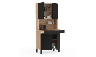 Meuble cuisine Divino noir et bois 80x177cm