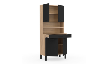 Meuble cuisine Divino noir et bois 80x177cm
