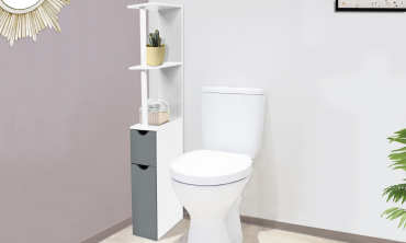 Colonne salle de bain blanche et grise 118cm