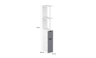 Colonne salle de bain blanche et grise 118cm