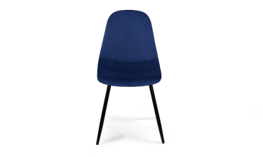 Chaises Sofia en velours bleu et pieds noirs - lot de 2