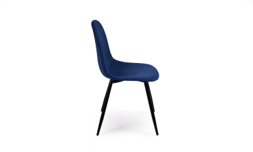 Chaises Sofia en velours bleu et pieds noirs - lot de 2