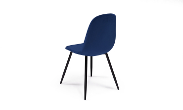 Chaises Sofia en velours bleu et pieds noirs - lot de 2
