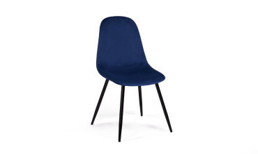 Chaises Sofia en velours bleu et pieds noirs - lot de 2