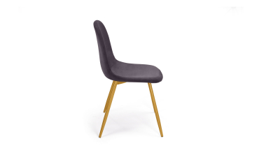 Chaises Sofia en velours gris foncé et pieds dorés - lot de 2