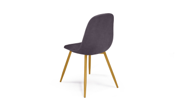 Chaises Sofia en velours gris foncé et pieds dorés - lot de 2