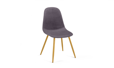 Chaises Sofia en velours gris foncé et pieds dorés - lot de 2