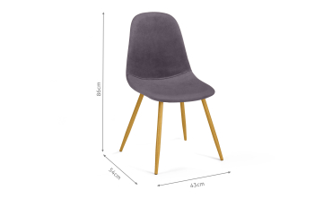 Chaises Sofia en velours gris foncé et pieds dorés - lot de 2