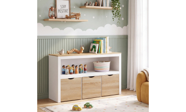 Meuble de rangement enfant Mia 3 cubes effet hêtre et blanc