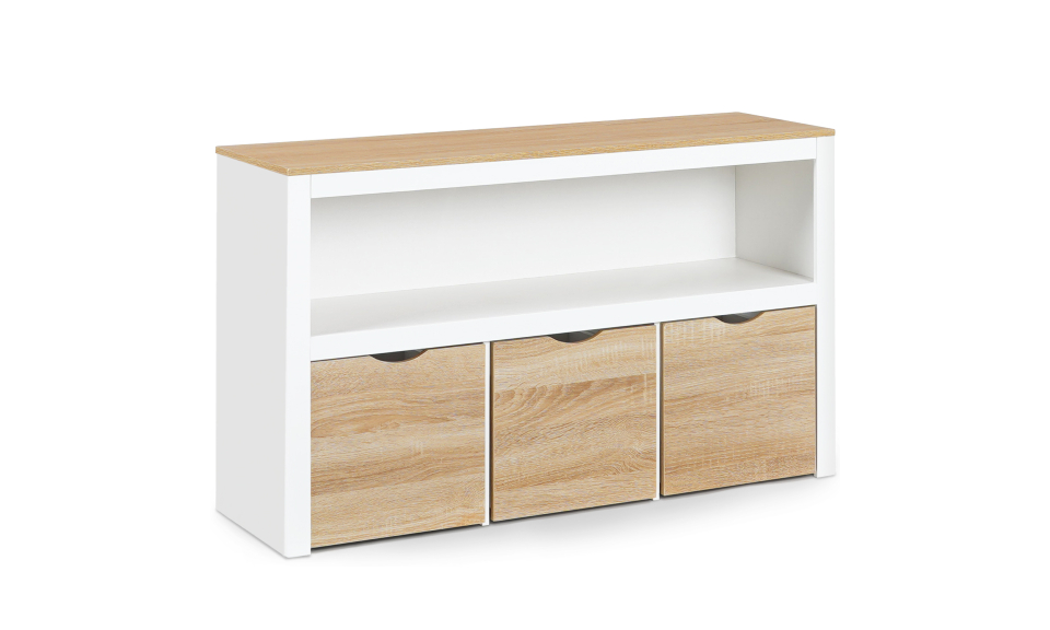 Meuble de rangement enfant Mia 3 cubes effet hêtre et blanc