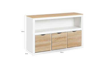 Meuble de rangement enfant Mia 3 cubes effet hêtre et blanc