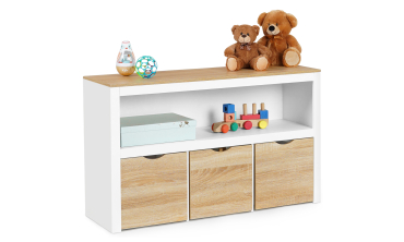 Meuble de rangement enfant Mia 3 cubes effet hêtre et blanc