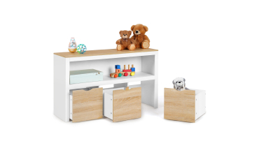 Meuble de rangement enfant Mia 3 cubes effet hêtre et blanc