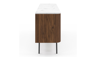 Buffet Marlena 4 portes effet noyer plateau marbre 160cm