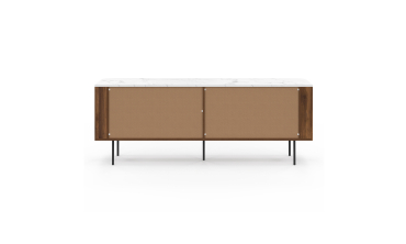 Buffet Marlena 4 portes effet noyer plateau marbre 160cm