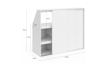 Armoire sous pente Tom 3 portes coulissantes blanches