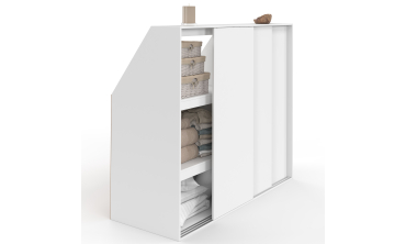 Armoire sous pente Tom 3 portes coulissantes blanches