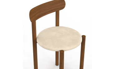 Chaises Kathy velours crème pieds effet noyer - lot de 6