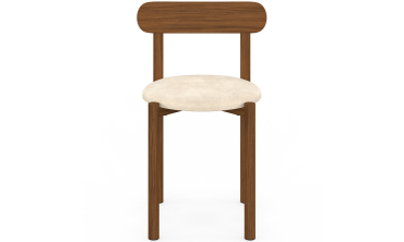Chaises Kathy velours crème pieds effet noyer - lot de 6