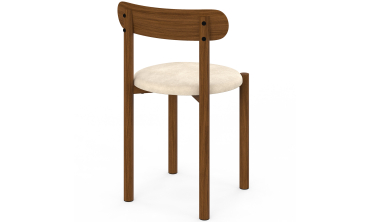 Chaises Kathy velours crème pieds effet noyer - lot de 6
