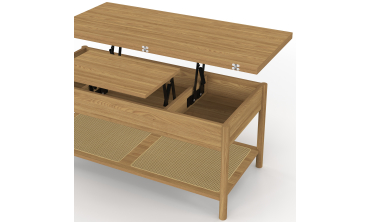 Table basse relevable dépliante Erin cannage